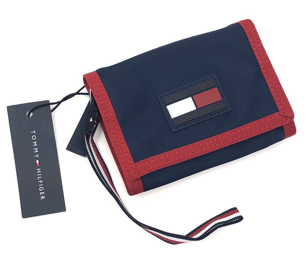 Tommy Hilfiger Nylon Trifold Wallet Big Flag NWT Wristlet Strap LEAH